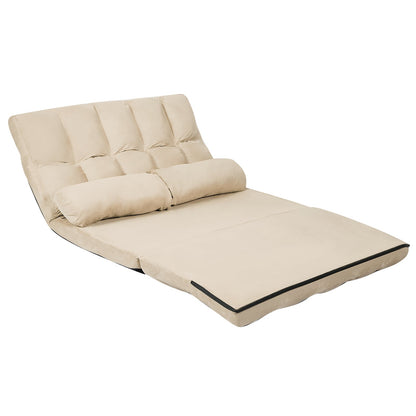 Sofá Cama Plegable de Suelo de 6 Posiciones con Funda de Tela Desmontable - Beige