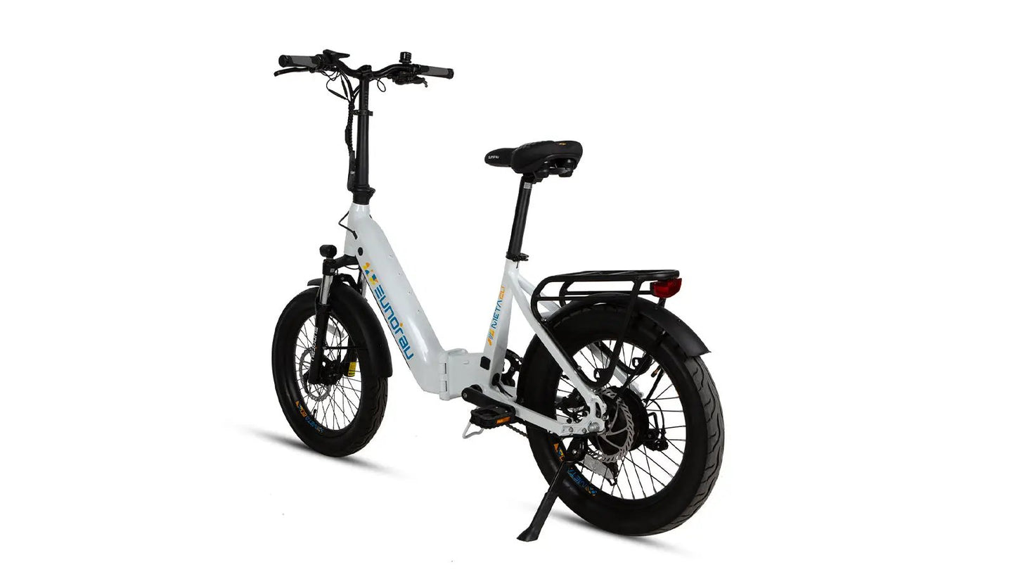 META20 1.0 City Model E-Bike electric bicycle white frame and rear rack by EUNORAU on Tampa Home & Garden Store