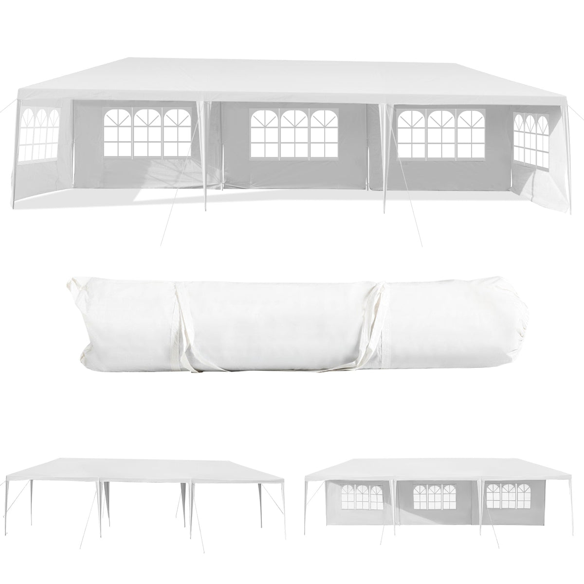 GemGear 10x30 ft canopy tent with five removable sidewalls and arched window panels on Tampa Home & Garden Store