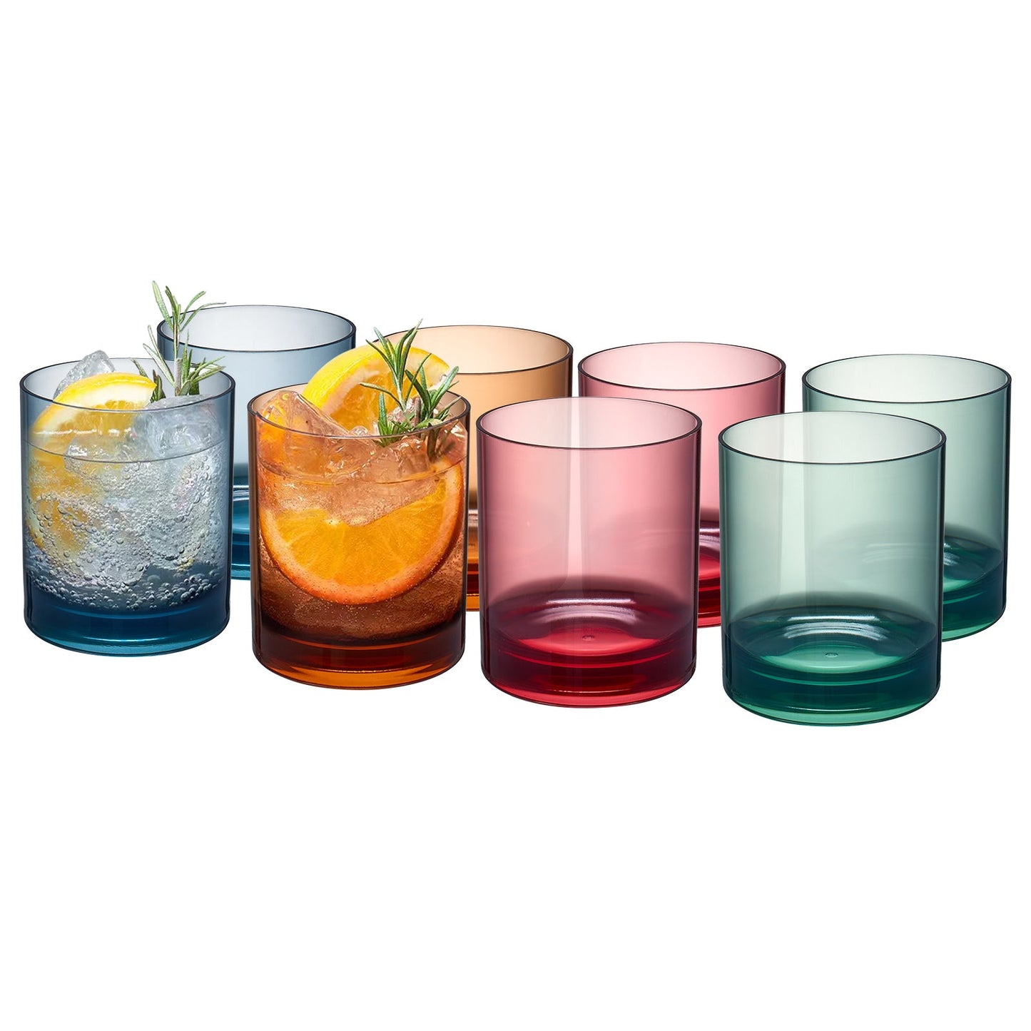 Eze Acrylic Lowball Tumbler Glasses Set of 8