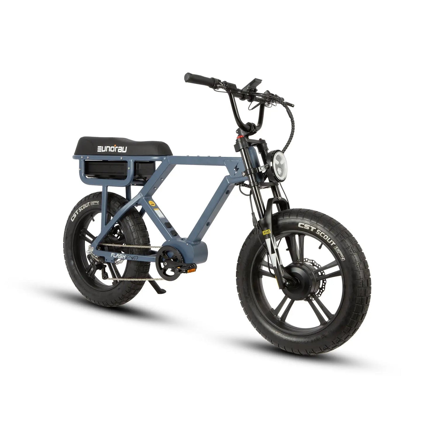 FLASH AWD 1.0 electric bike with blue frame and fat CST Scout tires by EUNORAU E-BIKE US on Tampa Home & Garden Store