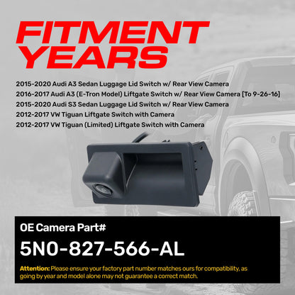OEM backup camera by Master Tailgaters for Audi A3/S3 and VW Tiguan, part 5N0-827-566-AL on Tampa Home & Garden Store