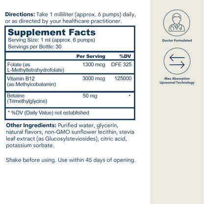 Liposomal B-12 Folate TMG Liquid Spray Daily
