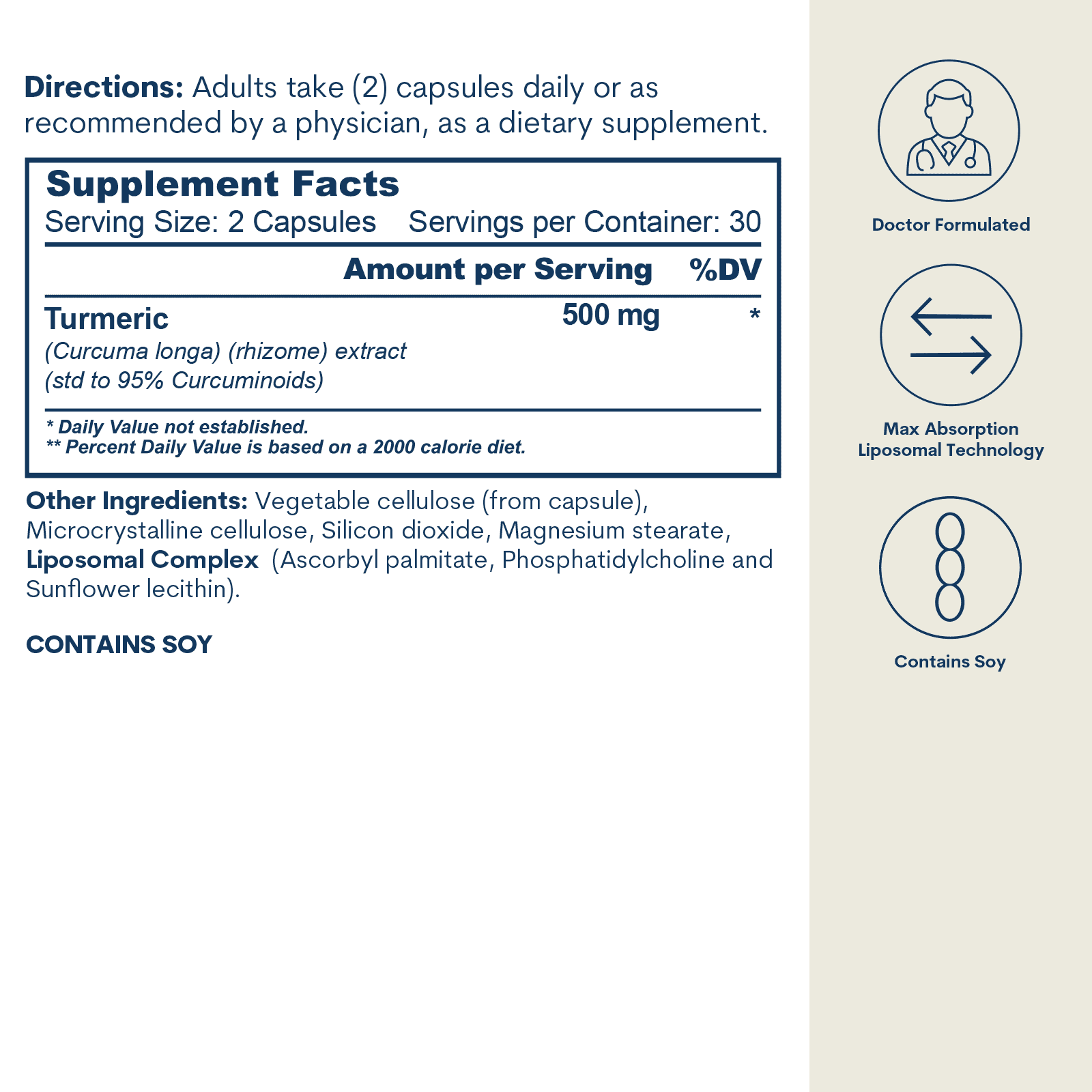 Liposomal Curcumin 500 mg capsules with turmeric extract label Core Med Science 60 capsules on Tampa Home & Garden Store