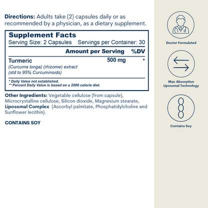 Liposomal Curcumin 500 mg capsules with turmeric extract label Core Med Science 60 capsules on Tampa Home & Garden Store