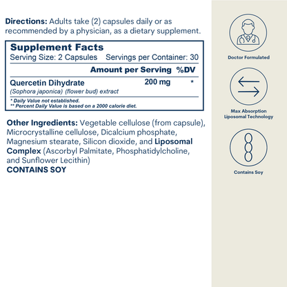 Liposomal Quercetin 200mg capsules by Core Med Science, 60 ct on Tampa Home & Garden Store