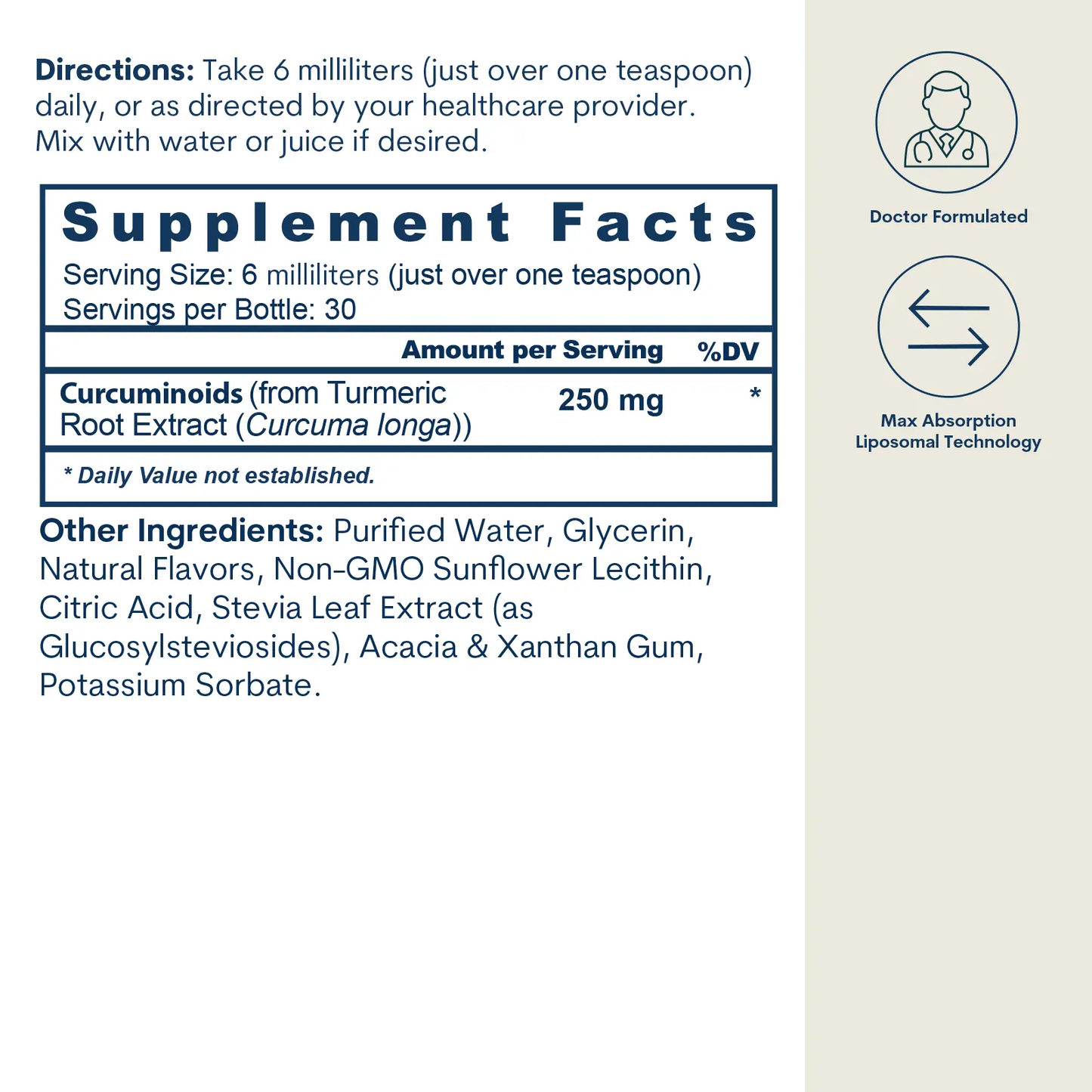 Core Med Science Liposomal Curcumin 250 mg liquid, 6 mL serving, 30 servings on Tampa Home & Garden Store
