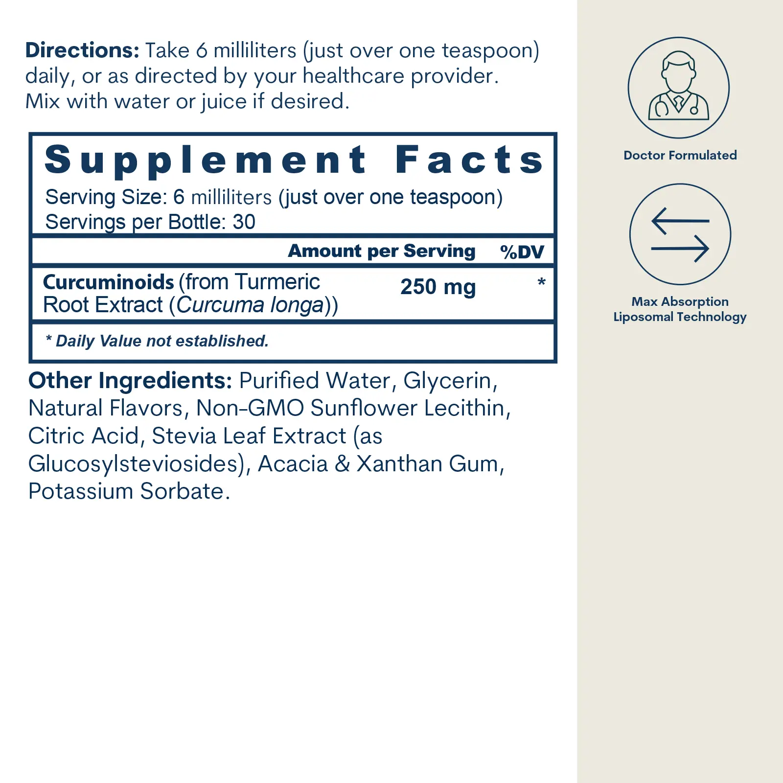 Core Med Science Liposomal Curcumin 250 mg liquid, 6 mL serving, 30 servings on Tampa Home & Garden Store