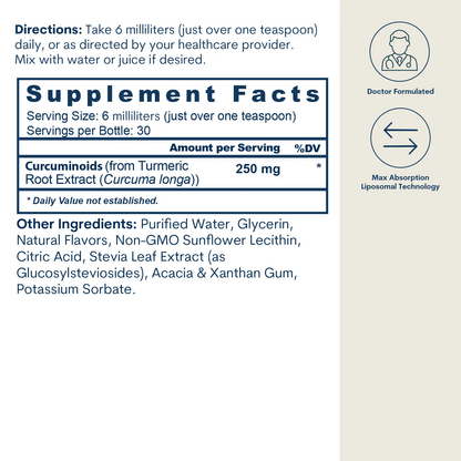 Core Med Science Liposomal Curcumin 250 mg liquid, 6 mL serving, 30 servings on Tampa Home & Garden Store