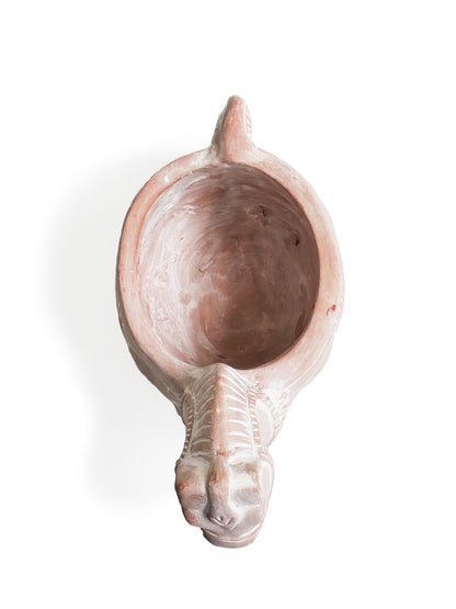 Horse-shaped terracotta planter, hollow interior, pink glaze, KORISSA plant decor on Tampa Home & Garden Store