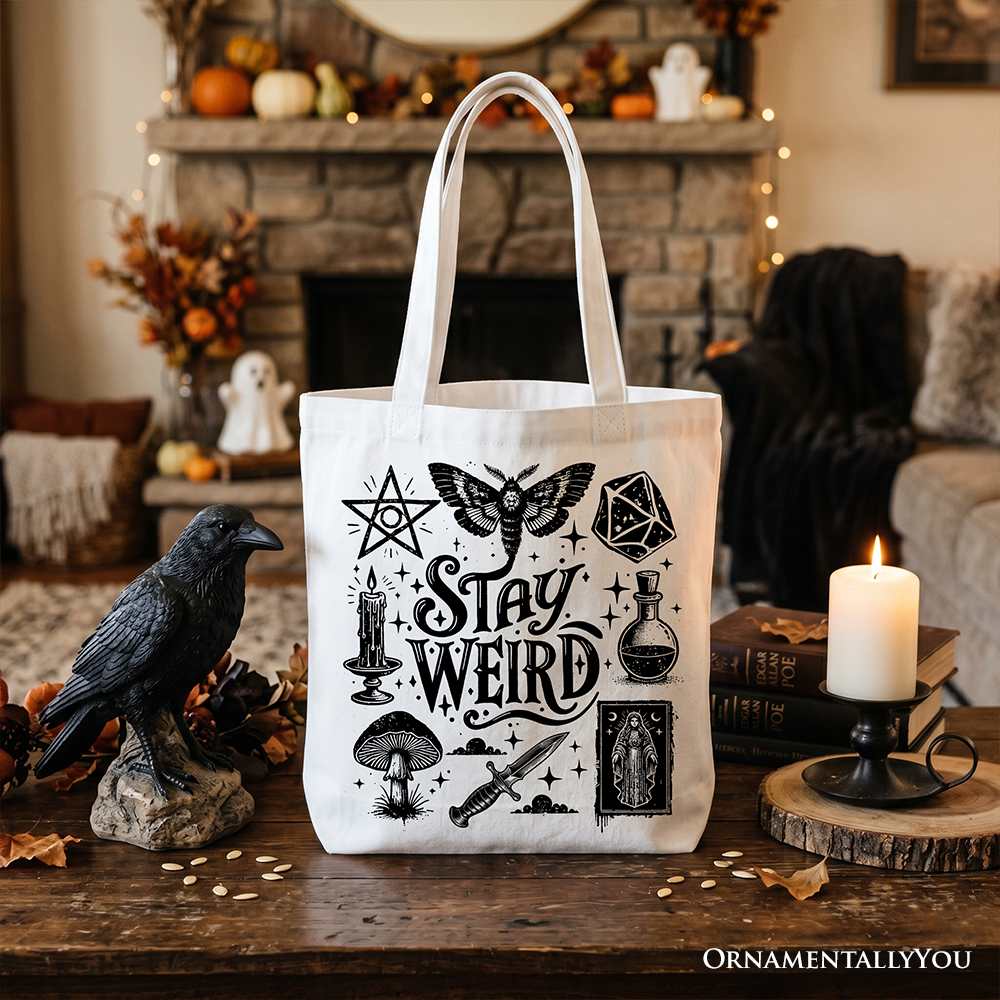 Stay Weird Witchy Canvas Tote Bag For Women