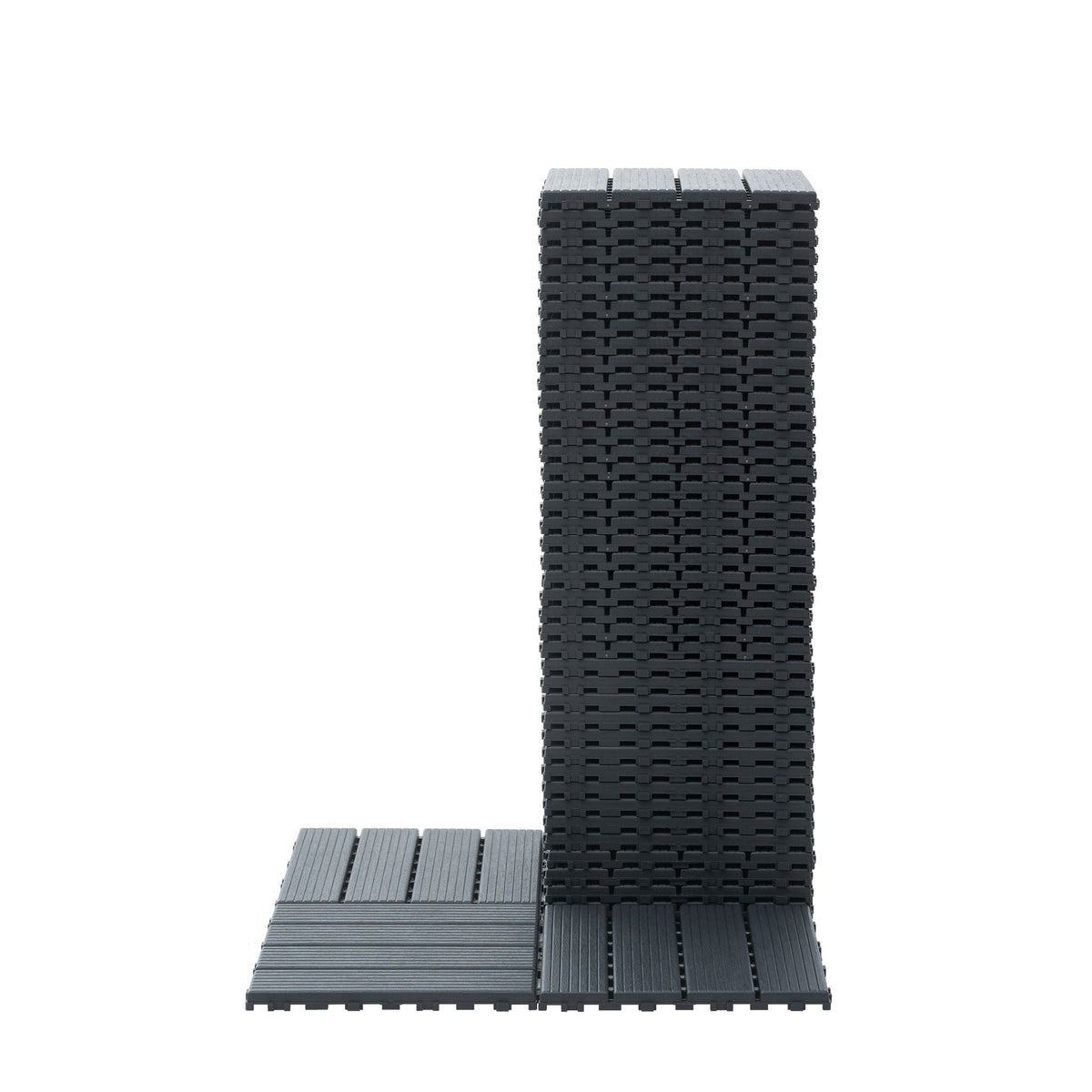 Interlocking deck tiles dark gray no-tool assembly by HouseOfZazla, modular tile bundle on Tampa Home & Garden Store