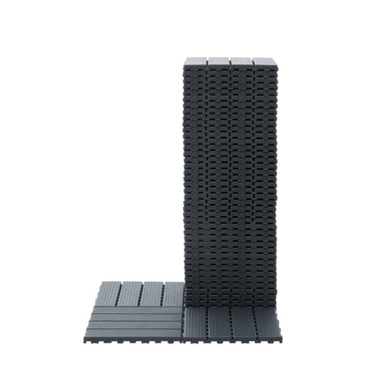 Interlocking deck tiles dark gray no-tool assembly by HouseOfZazla, modular tile bundle on Tampa Home & Garden Store