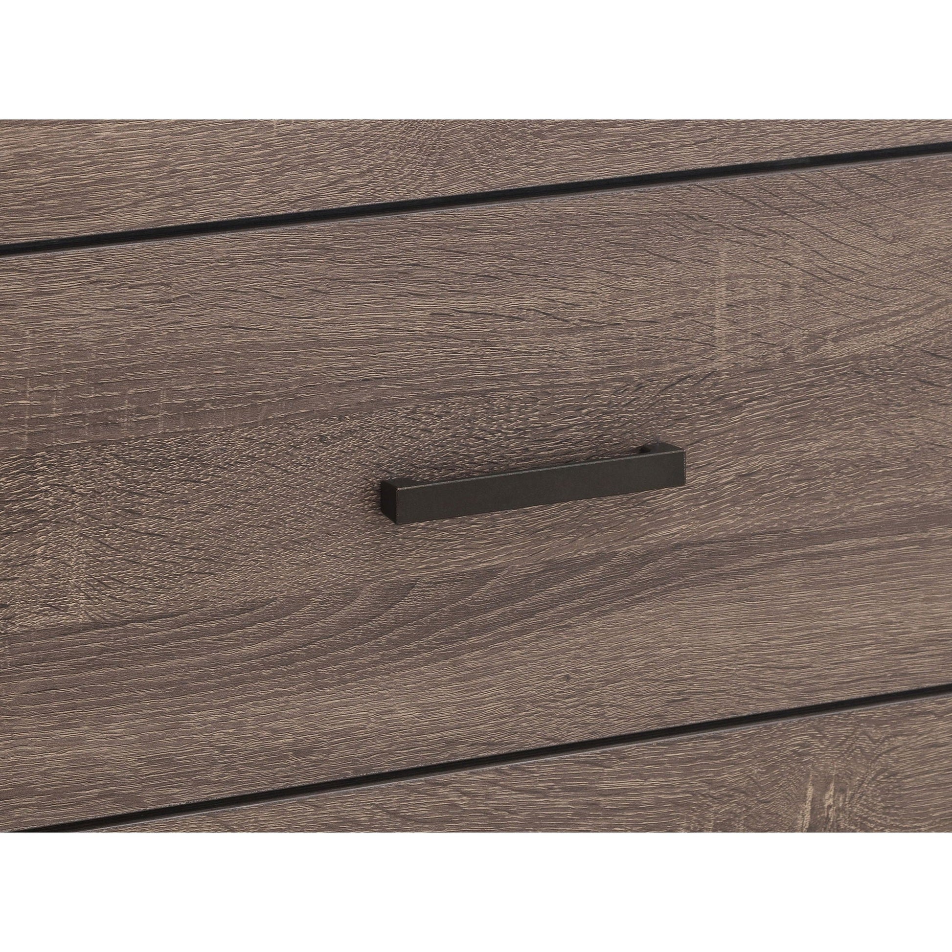 Geary slatted headboard panel by HouseOfZazla, brown wood grain with black rails 4 piece set on Tampa Home & Garden Store
