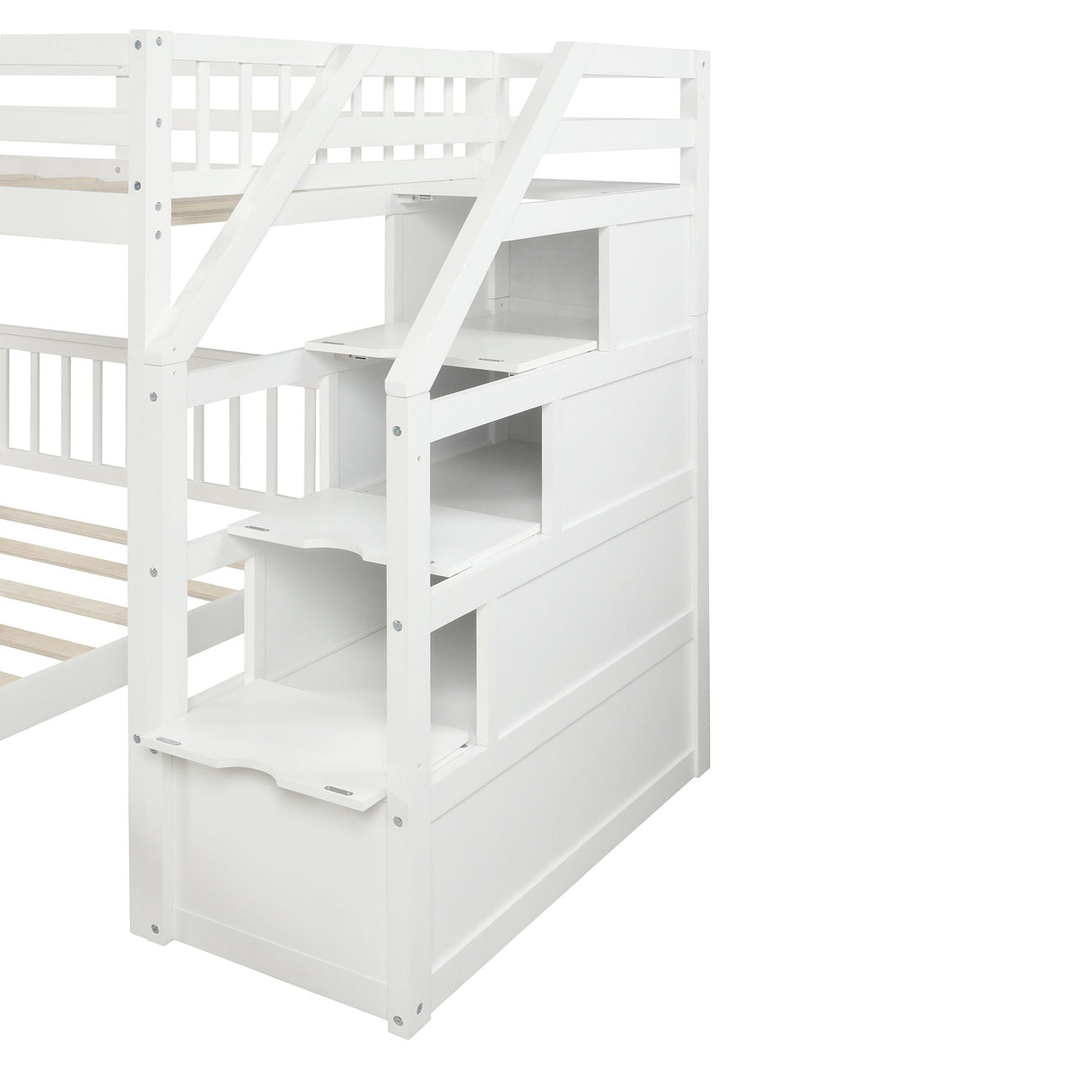Loft bed with staircase and storage in white by HouseOfZazla on Tampa Home & Garden Store