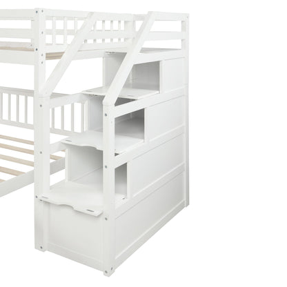 Loft bed with staircase and storage in white by HouseOfZazla on Tampa Home & Garden Store
