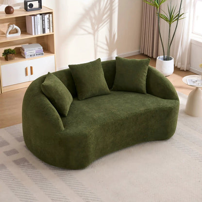 Loveseat Sofa olive-green velvet, compact stationary design by Unique Piece Furniture on Tampa Home & Garden Store