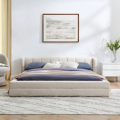 Modern Upholstered Bed Frame With Thick Fabric