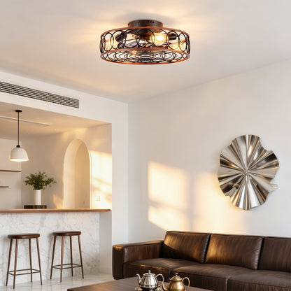 20 Inch Caged Ceiling Fan with Lights and Remote by HouseOfZazla in copper metal cage on Tampa Home & Garden Store