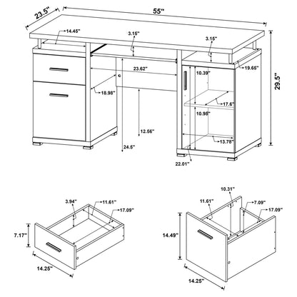 Rochelle 2-Drawer Office Desk by HouseOfZazla, 55in wide writing desk with left 3-drawer unit on Tampa Home & Garden Store