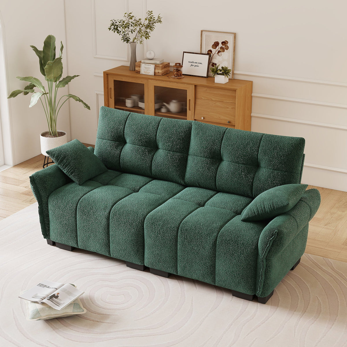 Premium Two Seater Sofa and Chenille Fabric Detail