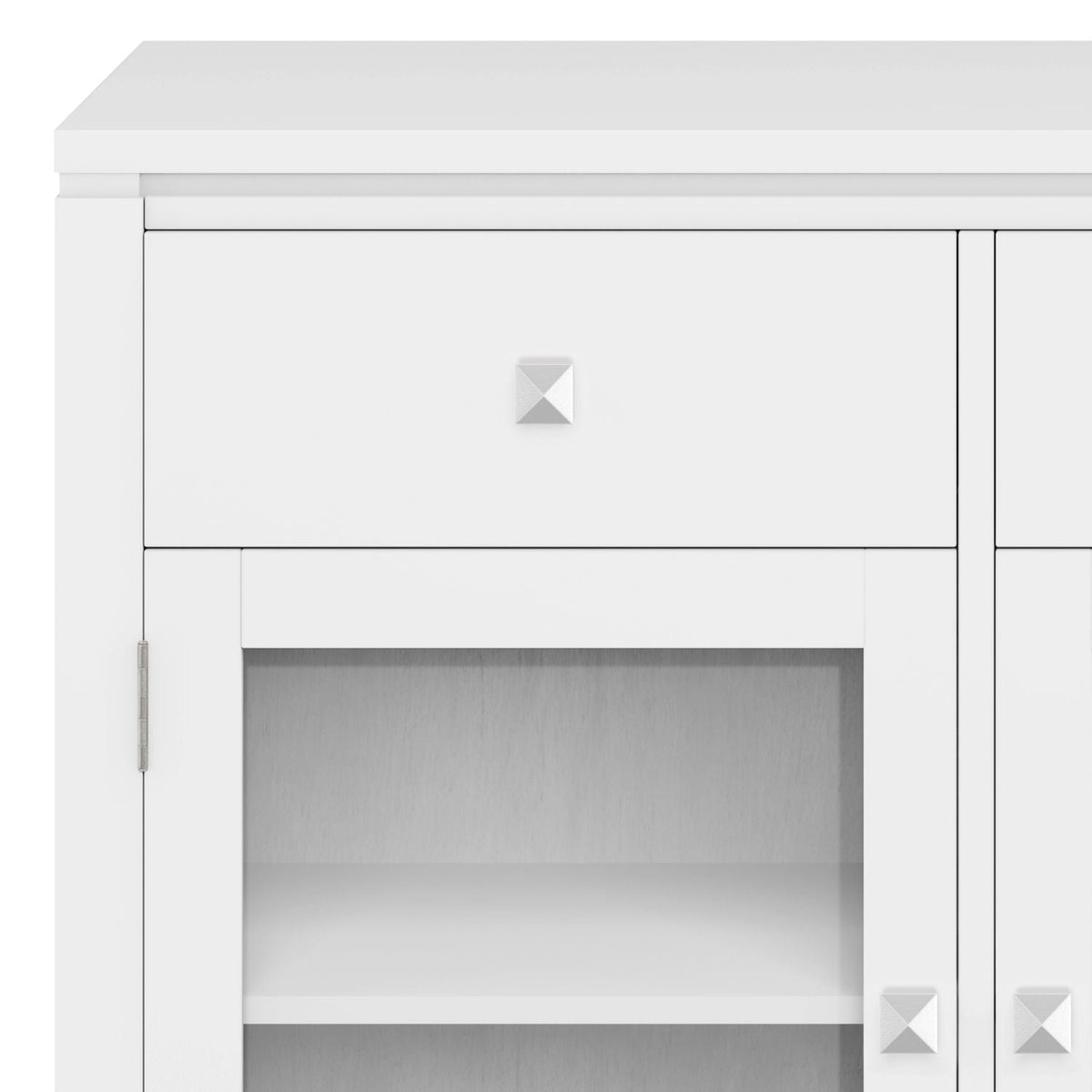 Handcrafted white sideboard buffet with glass doors square diamond knobs HouseOfZazla on Tampa Home & Garden Store