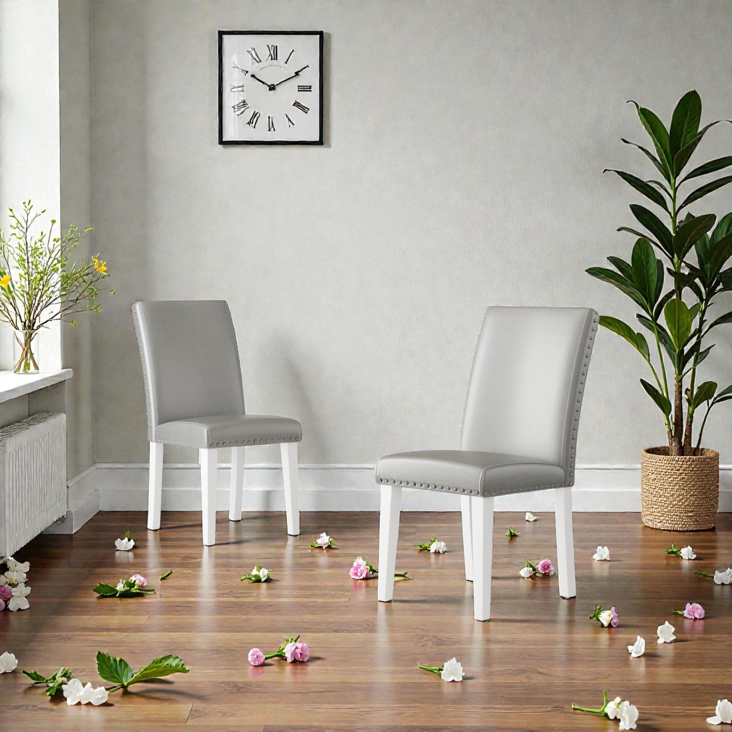 Upholstered Dining Chairs High Back Design Set 2