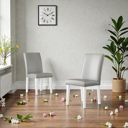 Upholstered Dining Chairs High Back Design Set 2