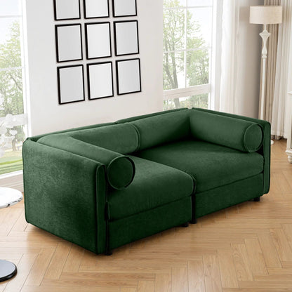 Stationary velvet sofa with storage seat and cylindrical back by Unique Piece Furniture on Tampa Home & Garden Store