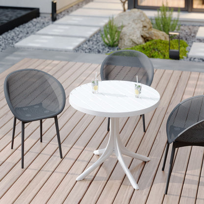 3 Piece Outdoor Lounge Set by HouseOfZazla, all-weather gray chairs with white table on Tampa Home & Garden Store