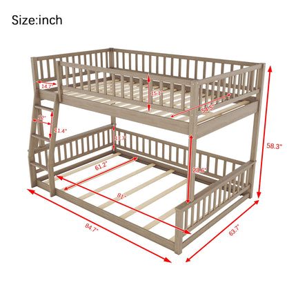 Bunk bed with ladder and guardrails, wooden natural finish, HouseOfZazla on Tampa Home & Garden Store