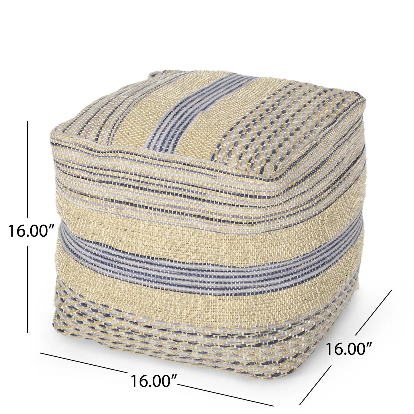 Western Handcrafted Fabric Pouf and Durable Blue