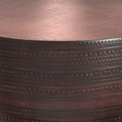 Handcrafted metal coffee table with textured beadwork in dark brown finish by HouseOfZazla on Tampa Home & Garden Store