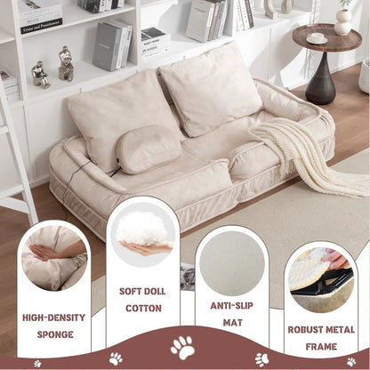 Upholstered Dog Bed and Pets Bean Bag Sofa Pillow