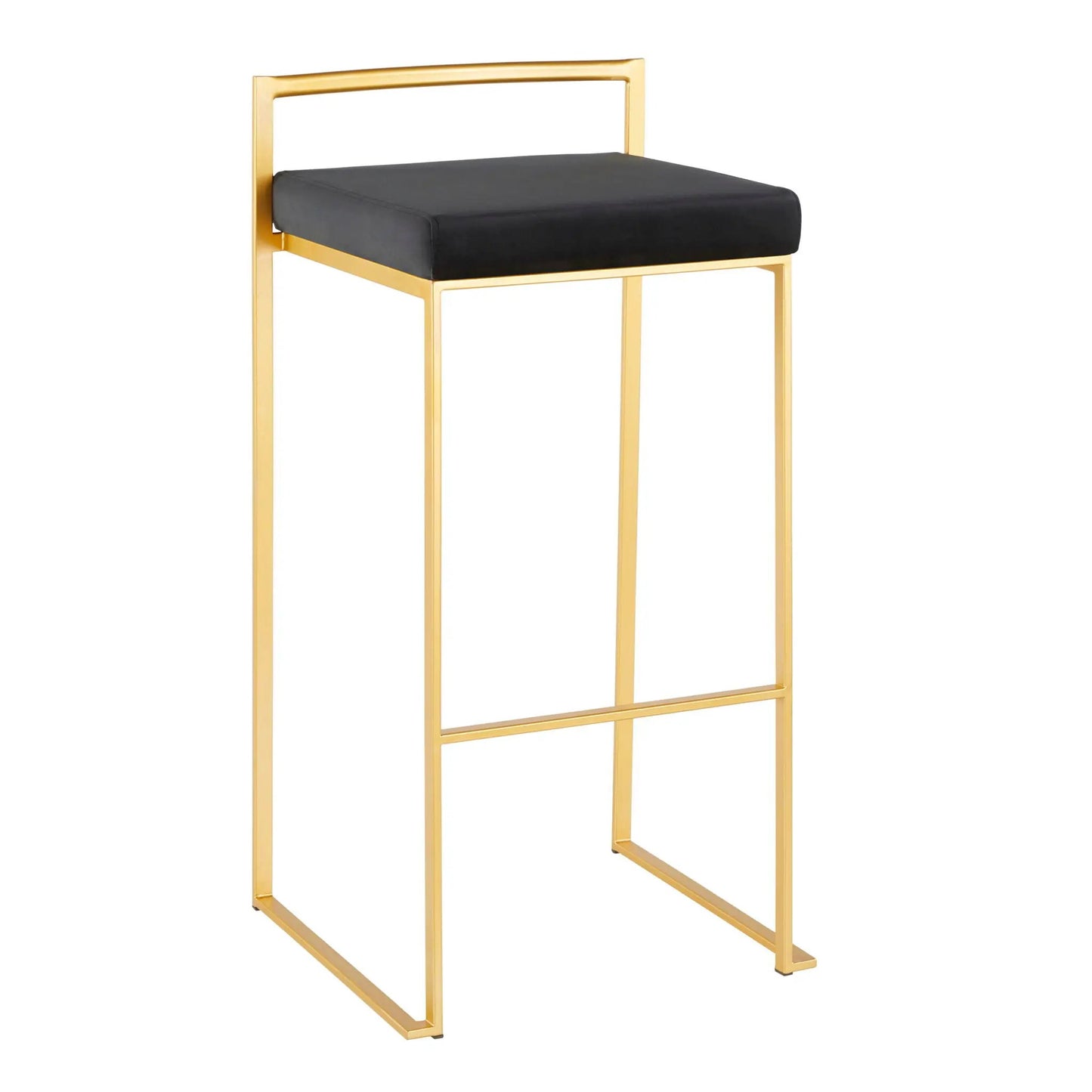 Fuji Contemporary Glam Barstool with gold frame and black cushion by Unique Piece Furniture on Tampa Home & Garden Store
