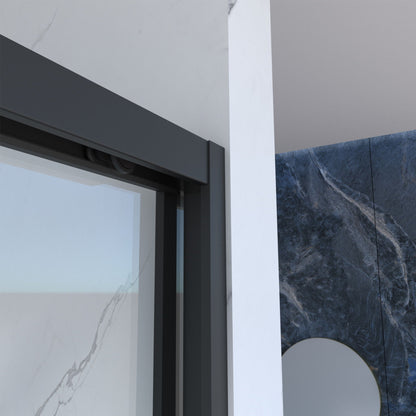 Double Sliding Shower and Matte Black Frame Door