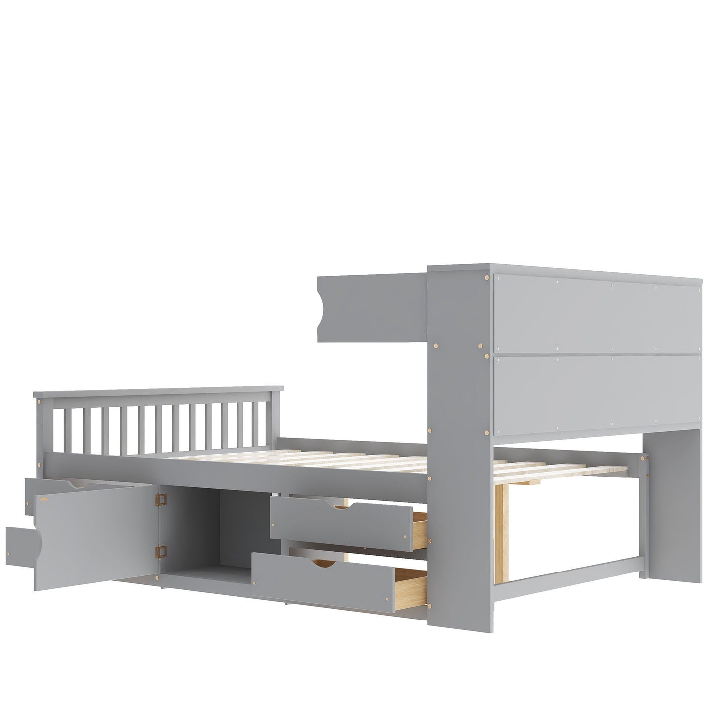 Captain Platform Bed Frame and Bookcase Headboard