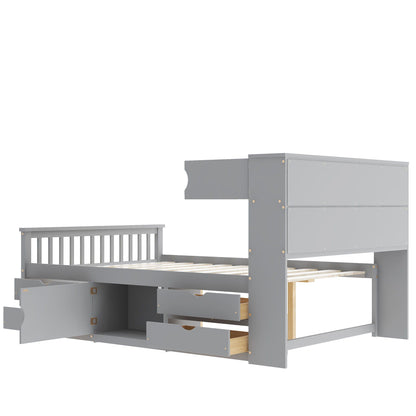 Captain Platform Bed Frame and Bookcase Headboard