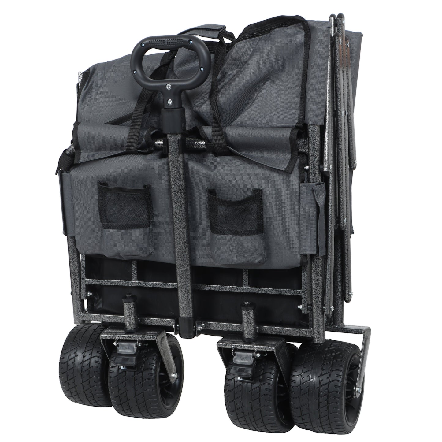 3-in-1 Convertible Folding Wagon Cart with Bench gray fabric on steel frame by HouseOfZazla on Tampa Home & Garden Store