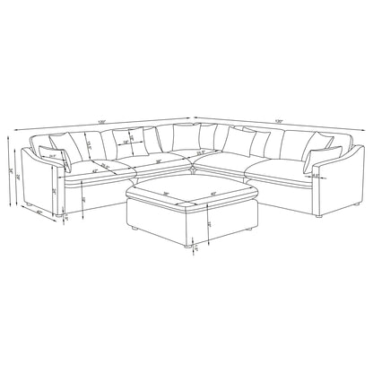 Greeley 6-Piece Upholstered Modular Sectional Sofa Ivory by HouseOfZazla 2-Piece Set on Tampa Home & Garden Store