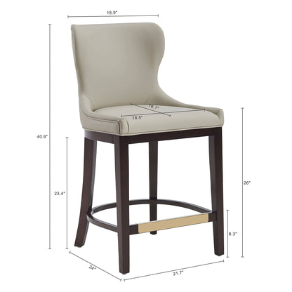 Blair Counter Stool with Backrest beige upholstery, dark wood legs, 24–27 in counter height on Tampa Home & Garden Store