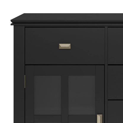 Artisan Handcrafted Sideboard Buffet in black wood with brass hardware on Tampa Home & Garden Store