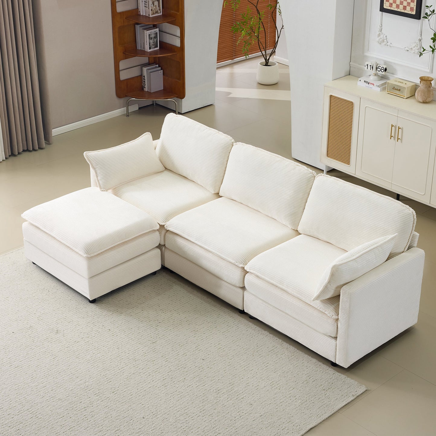 Plush Cloud Sofa with Ottoman and Modular Design