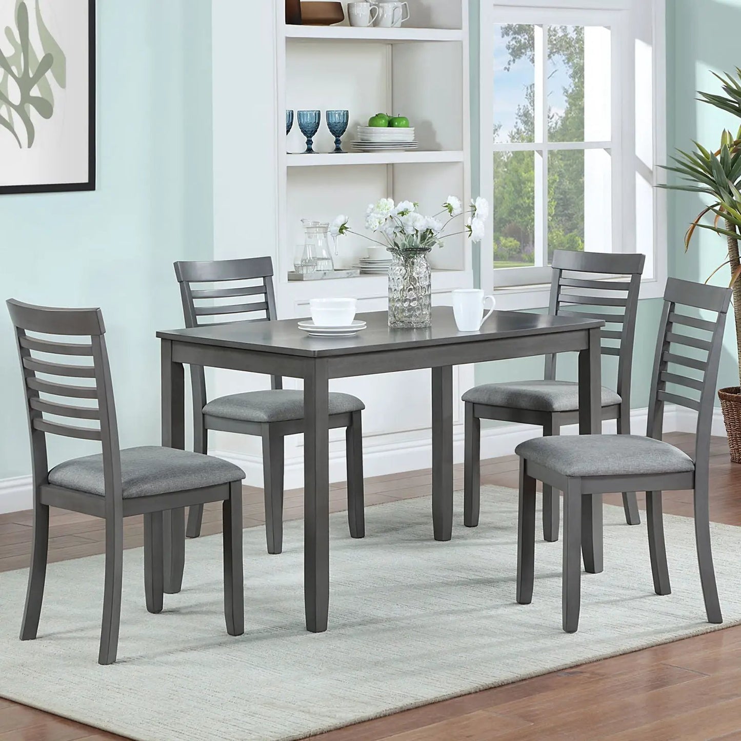5 Piece Modern Dining Set Table With Chairs