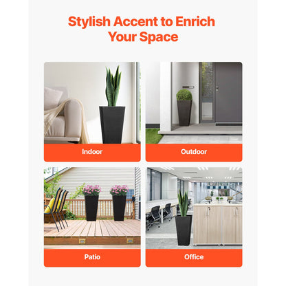 Set of Two Tall Outdoor Planters for Garden Decor