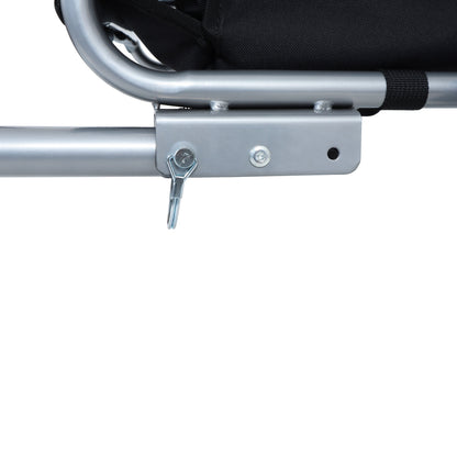 Large folding dog bike trailer with silver frame and black fabric, all-terrain pet carrier on Tampa Home & Garden Store