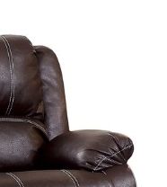 Zuriel Synthetic Recliner Loveseat brown leather upholstery with padded armrest HouseOfZazla on Tampa Home Garden Store