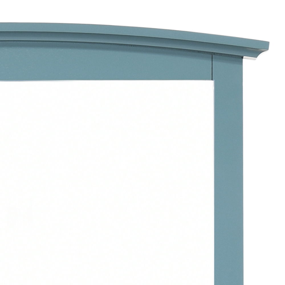 Elegant wall mirror with blue wood veneer frame by HouseOfZazla, curved top molding on Tampa Home & Garden Store