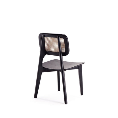 Dining chair set with cane backrest and solid wood frame in black HouseOfZazla on Tampa Home and Garden Store