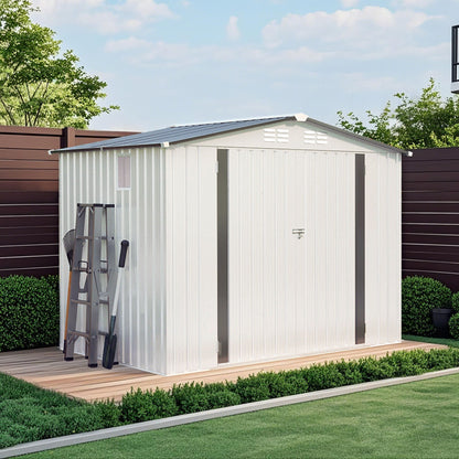 Metal Garden Storage Shed Pitched Roof And Door